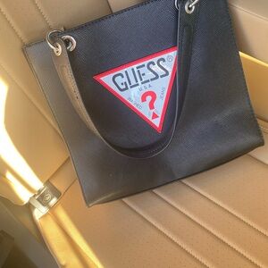 GUESS Black and Red Logo Tote